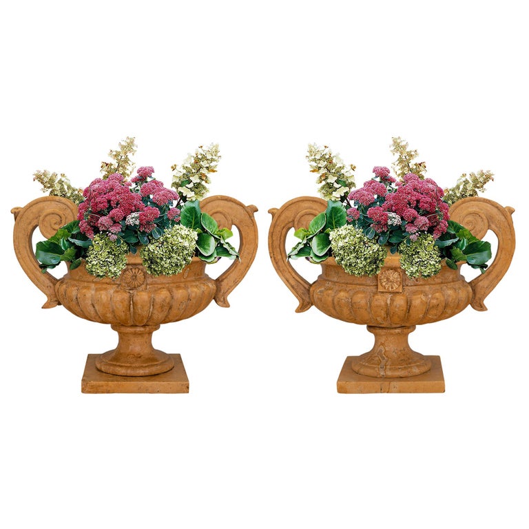 Pair of Italian 19th Century Sienna Marble Urns For Sale at 1stDibs