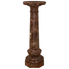 Antique Italian 19th Century Louis XVI St. Rosso Levanto Marble Pedestal Column
