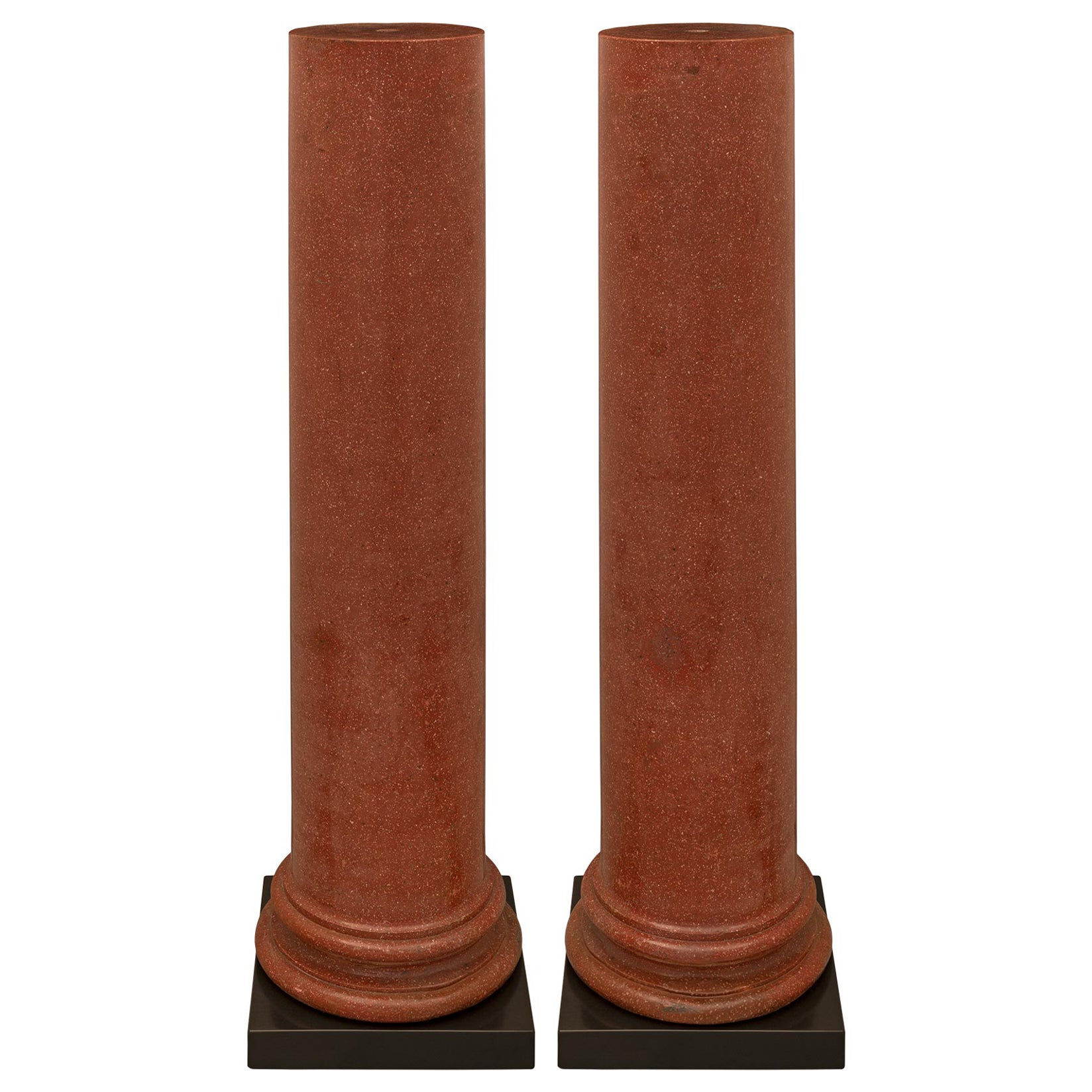 Pair of Italian 19th Century Scagliola and Marble Pedestal Column For Sale