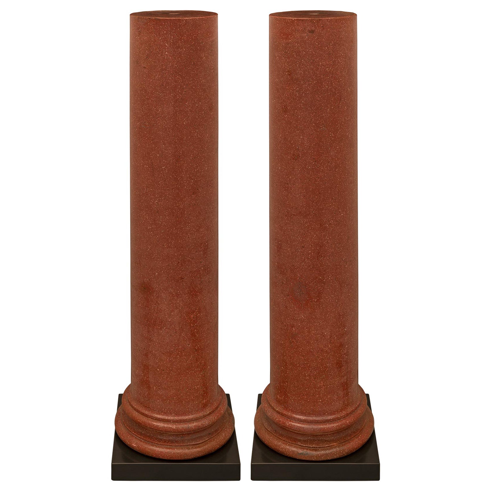 Pair of Italian 19th Century Scagliola and Marble Pedestal Column