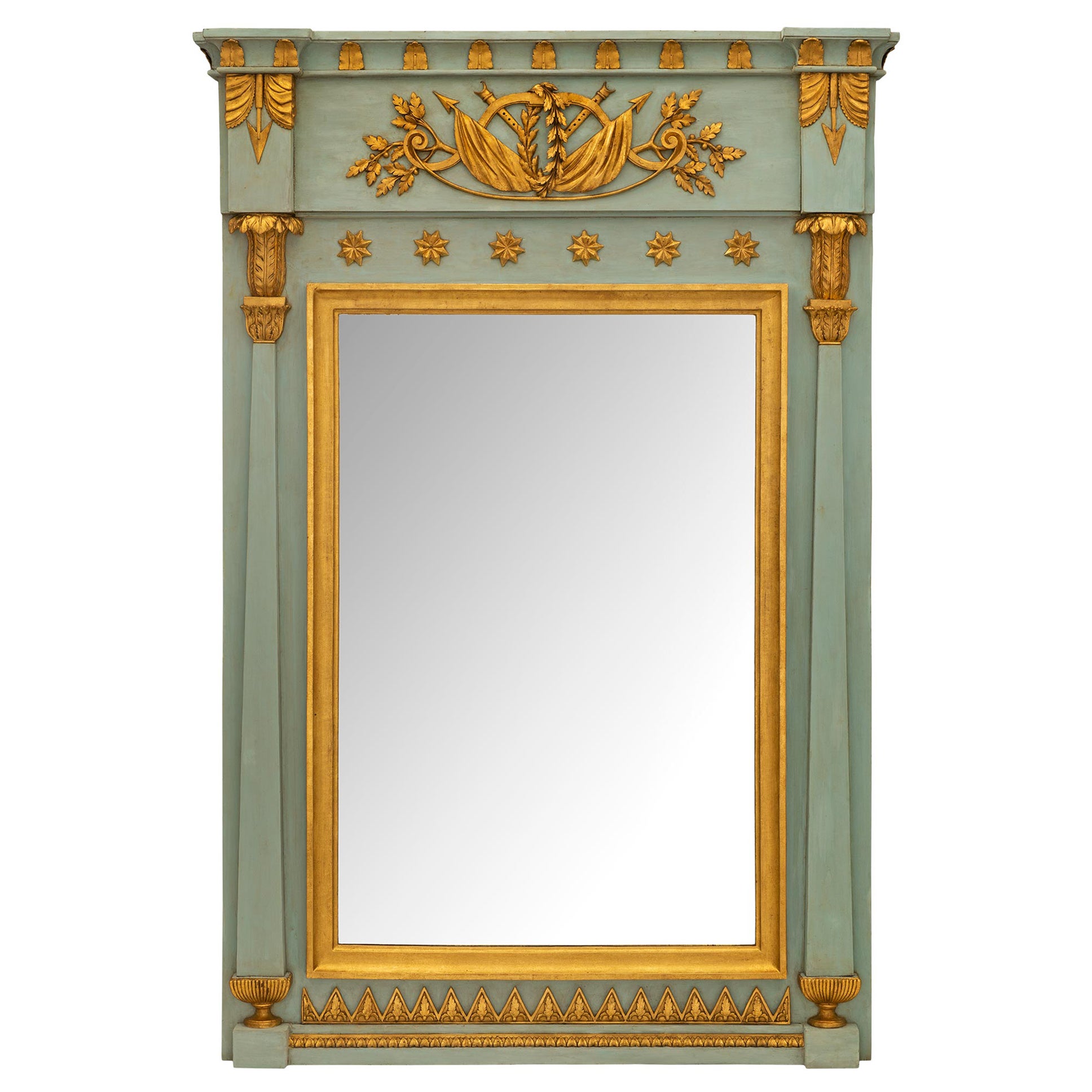 Miroir français du 19ème siècle d'époque 1er Empire en bois patiné et doré, vers 1805 en vente