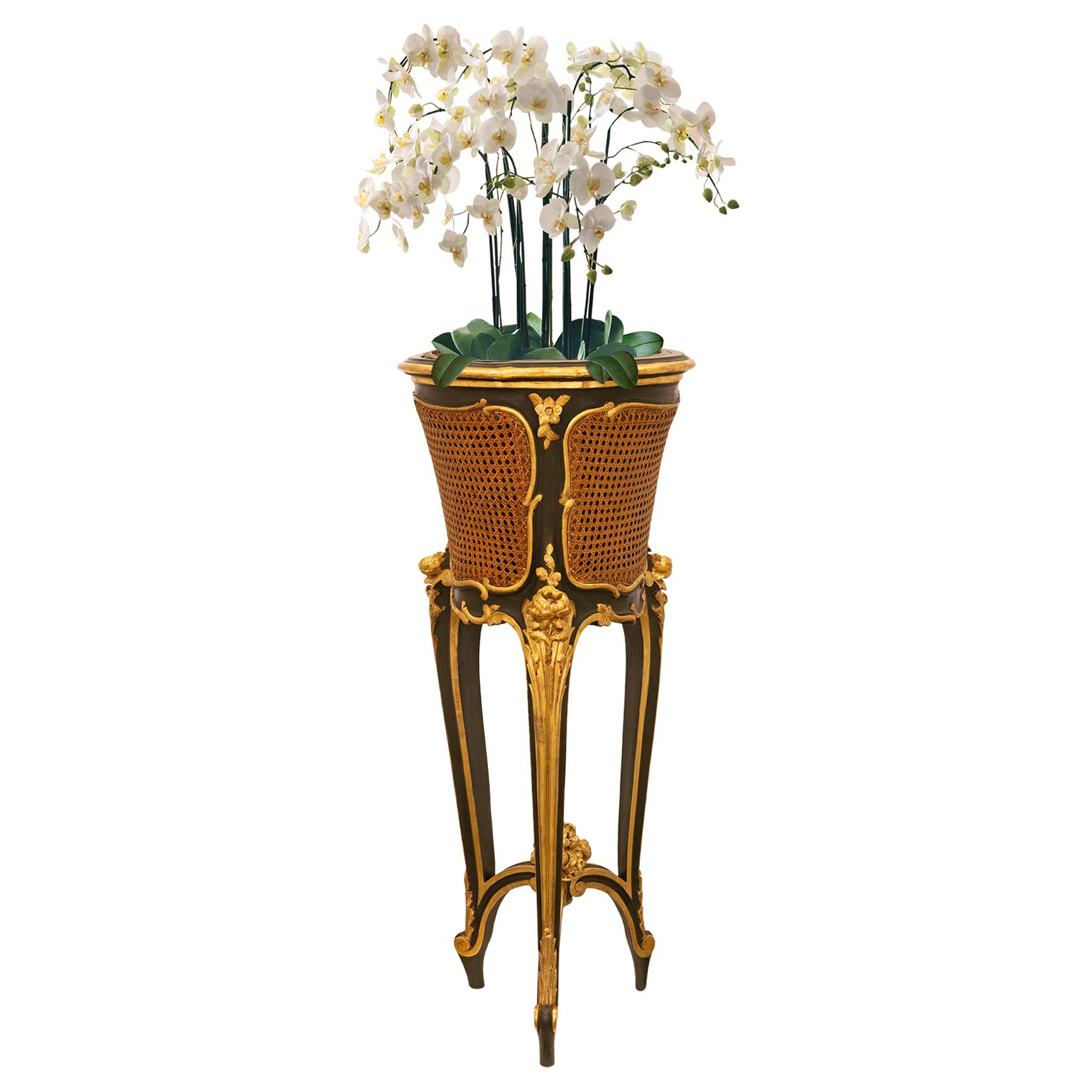 French, 19th Century, Belle Époque Period Polychrome and Giltwood Planter For Sale