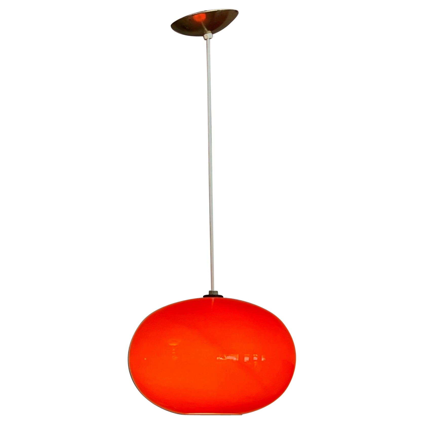 Venini lampe  suspension en verre de Murano orange des annes 1950 en vente