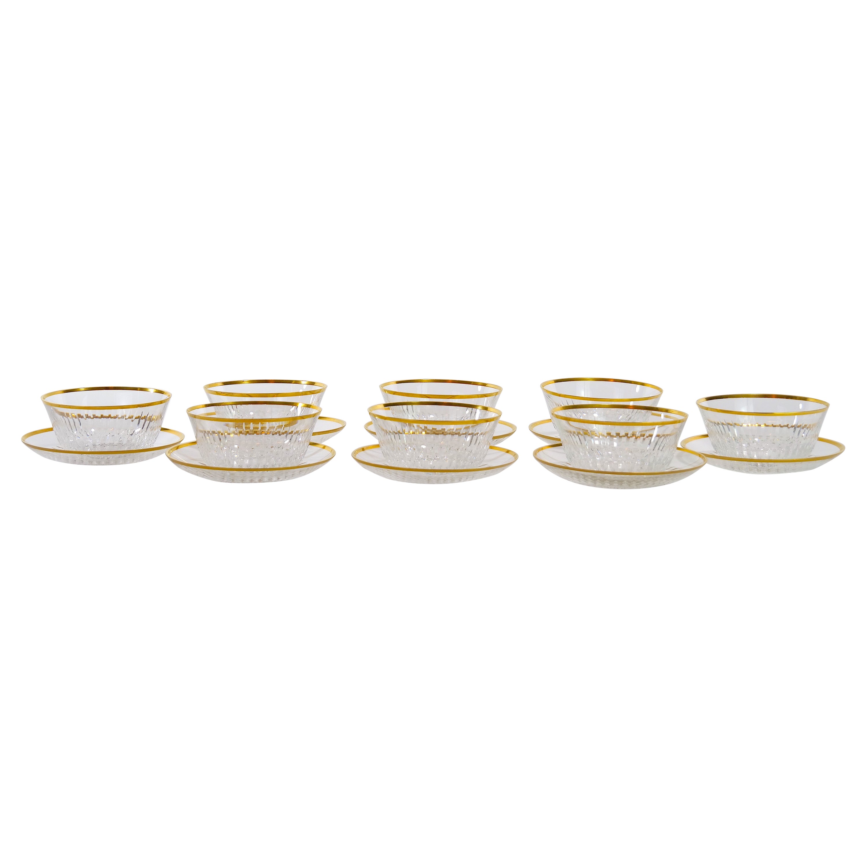 Saint Louis Crystal Gold Trim Tableware Service / 8 People For Sale
