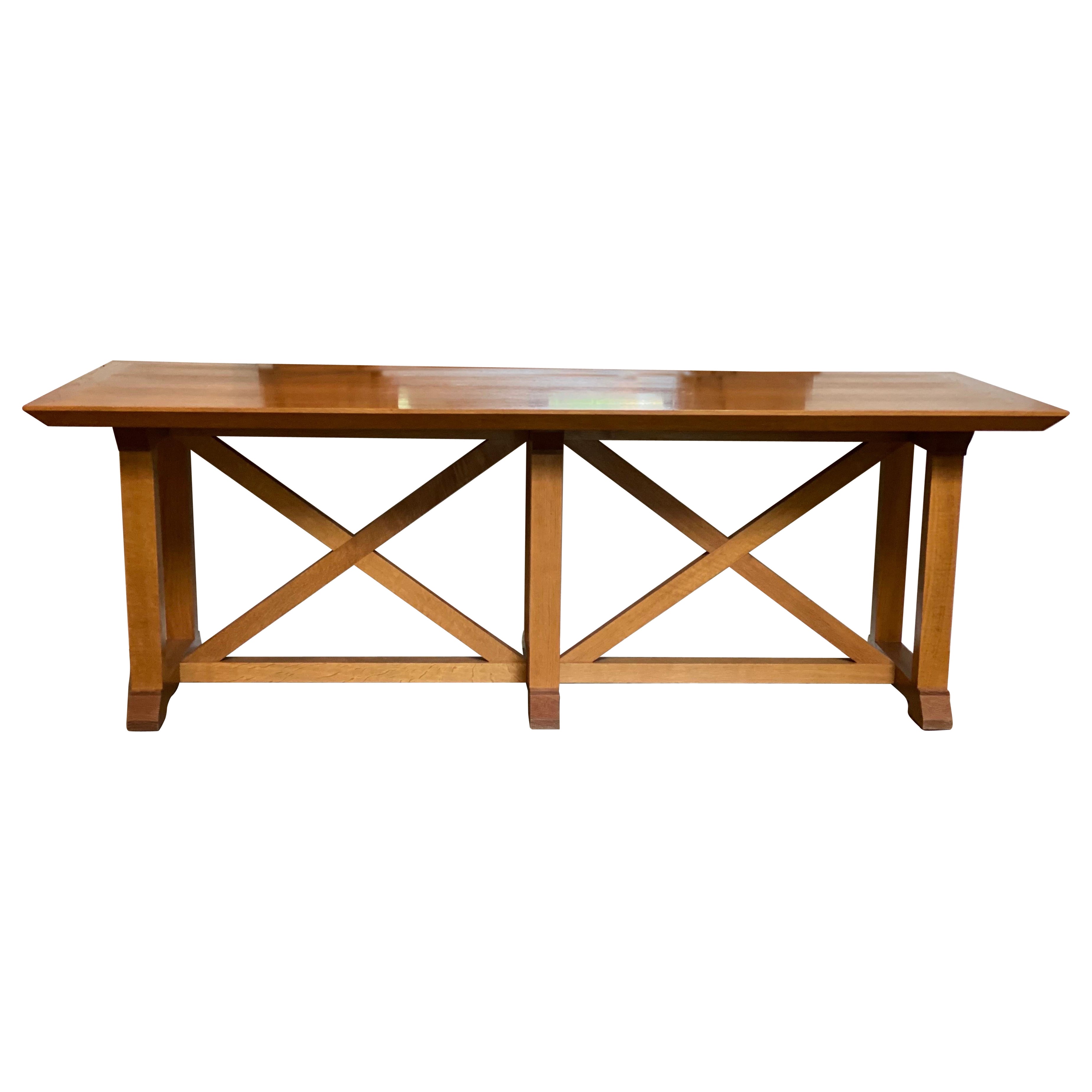 Late 20th Century Double X Base Oak Table attributed to Ralph Lauren Studio For Sale