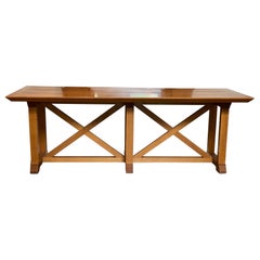 Late 20th Century Double X Base Oak Table attributed to Ralph Lauren Studio