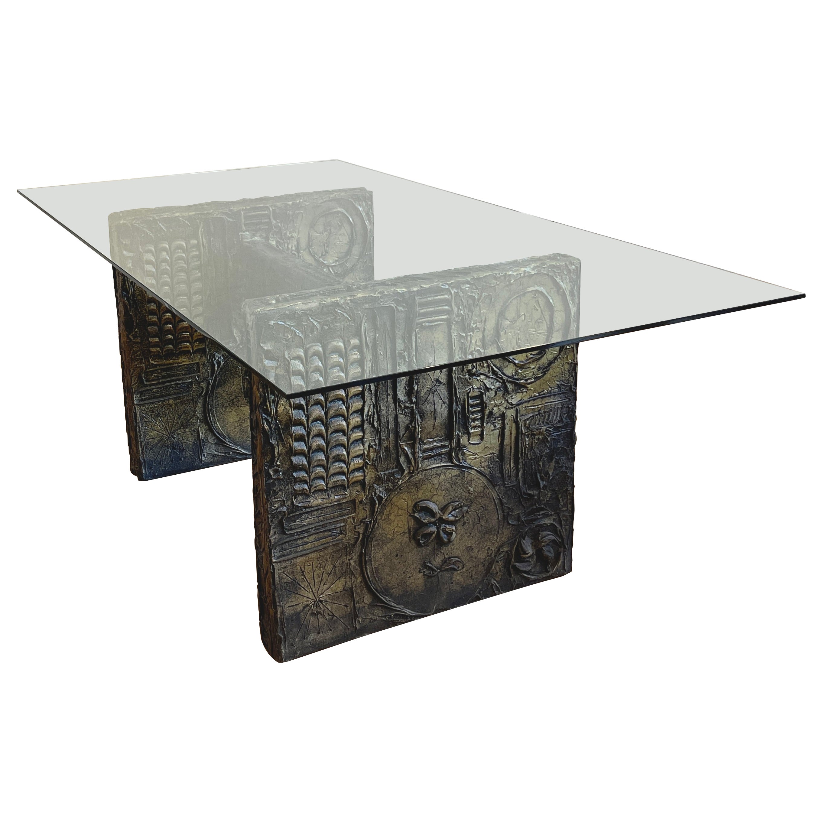 Adrian Pearsall for Craft Associates Brutalist Glass Top Dining Table / Desk