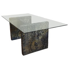 Used Adrian Pearsall for Craft Associates Brutalist Glass Top Dining Table / Desk