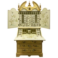 20th C. French Style Painted Chinoiserie Secretary