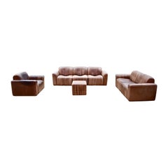 Ernst Lüthy De Sede Modular Living Room Suite Leather Sofa brown 1970