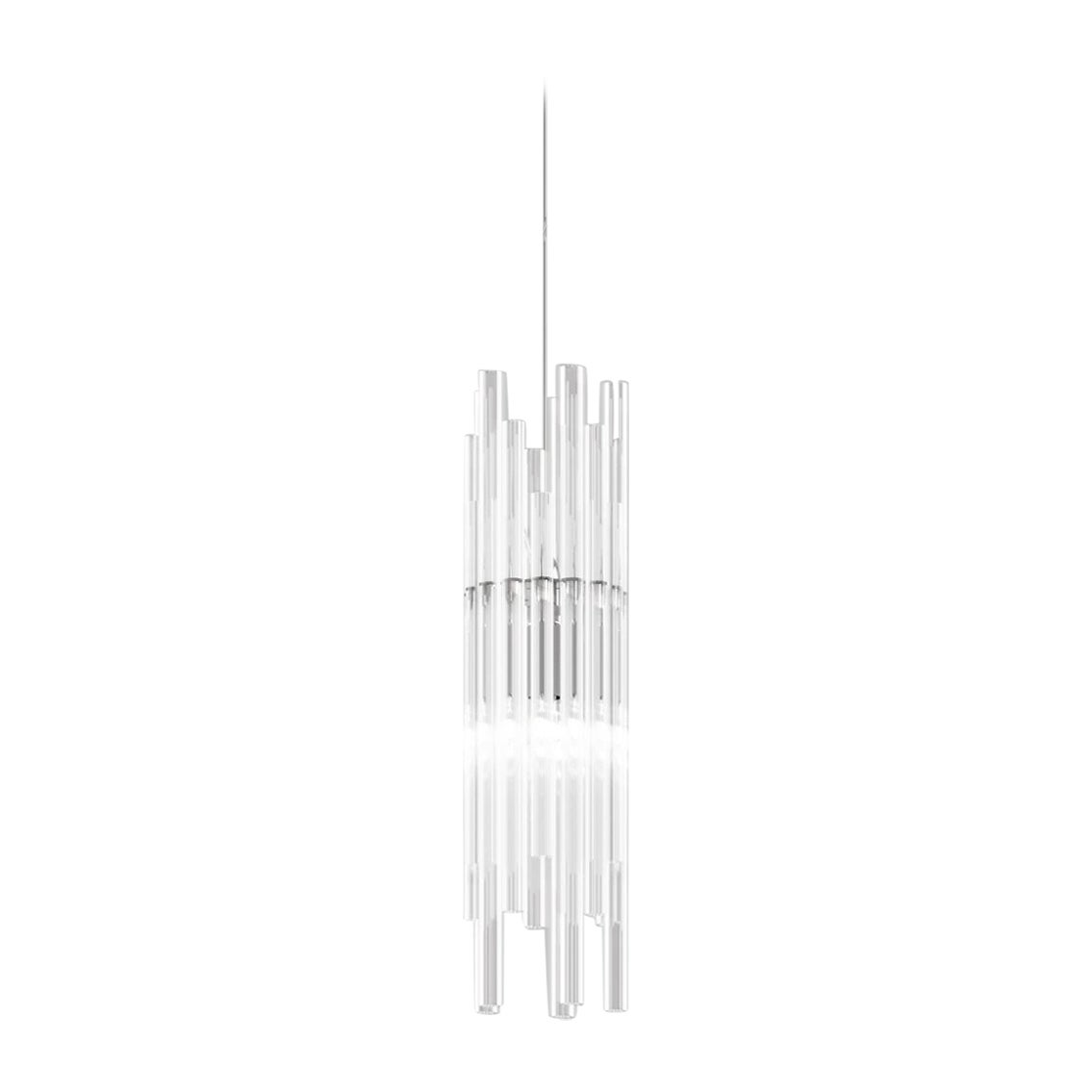 Vistosi Diadema Pendant Light AP in Crystal with Glossy Chrome Frame Finish