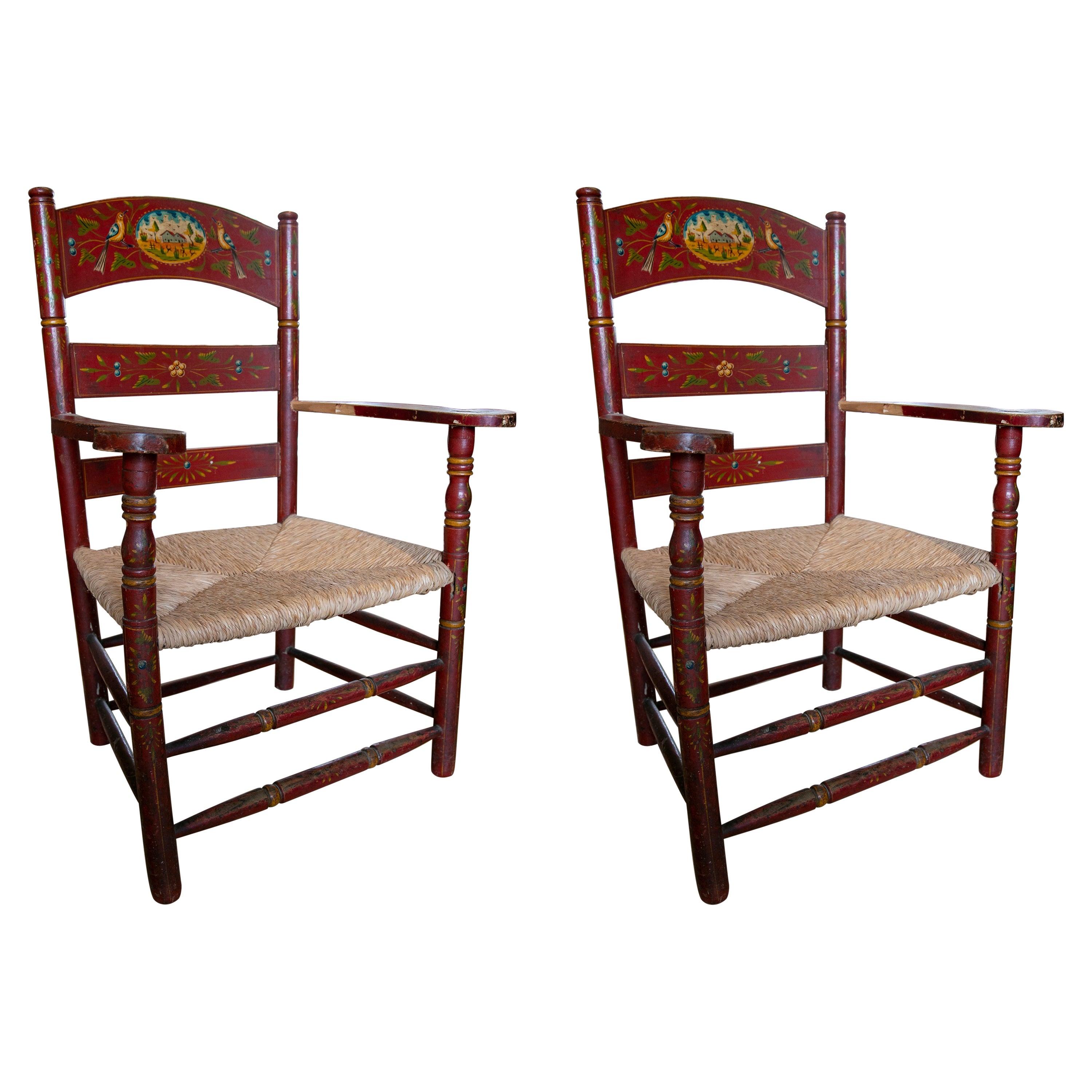 1930s Spanish Andalusian Flamenco Set of 8Chairs and 2Armchairs w