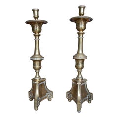 19th Century Spanish Pair of Bronze Candlesticks