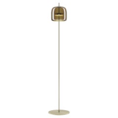 Vistosi Jube Floor Lamp in Burned Earth Transparent Glass And Matt Gold Finish