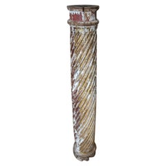 18th Century Spanish Hand-Carved Fluted Wood Column