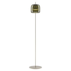 Vistosi Jube Floor Lamp in Old Green Transparent Glass With Matt Steel Finish