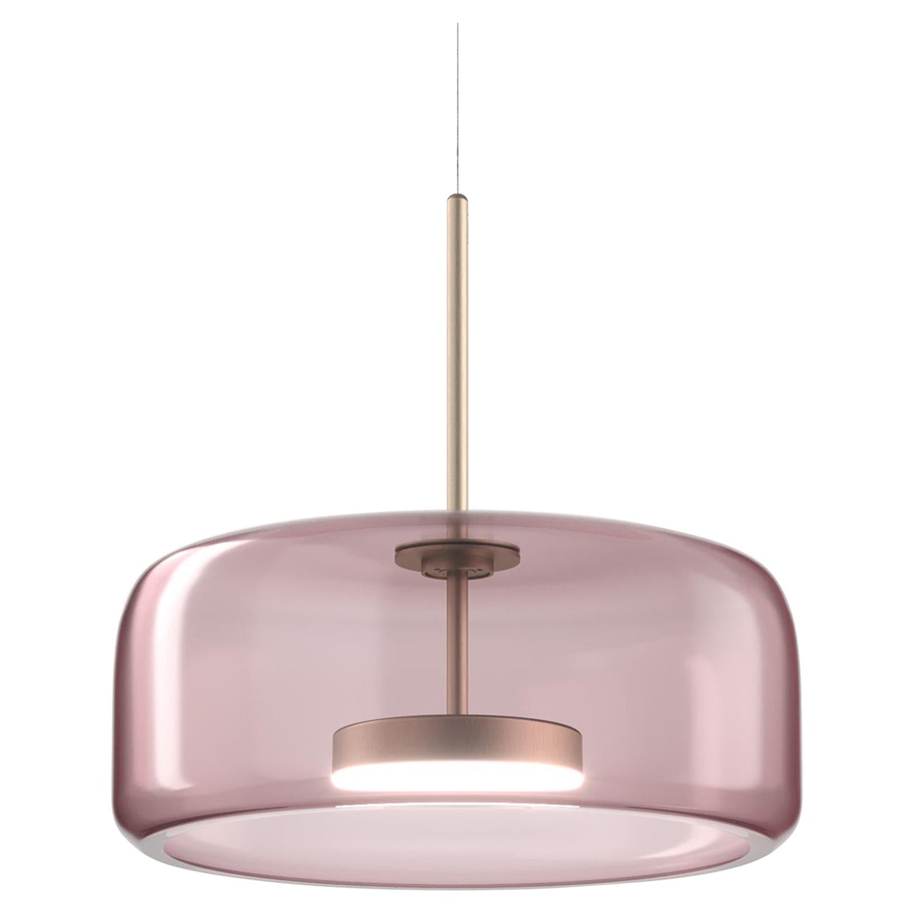 Vistosi Jube Pendant Light in Light Amethyst Transparent Glass, Matt Gold Finish