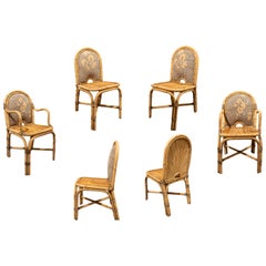 Four Chairs and 2 Armchairs, Rising Sun Collection Italy, 1974, Gabriella Crespi