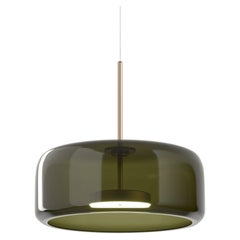 Vistosi Jube Pendant Light in Old Green Transparent Glass And Matt Gold Finish