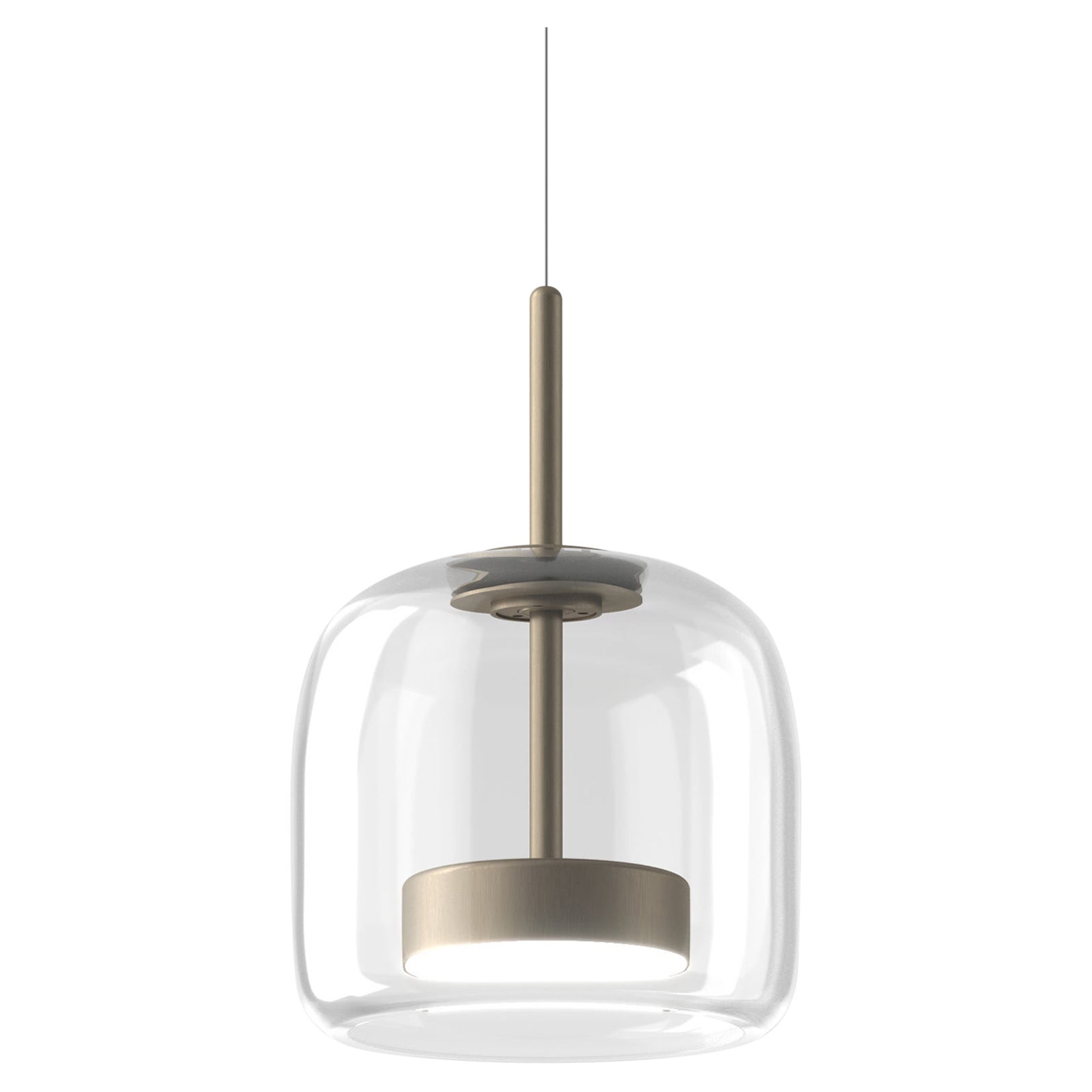 Vistosi Pendant Light in Crystal Transparent Glass And Matt Steel Finish For Sale