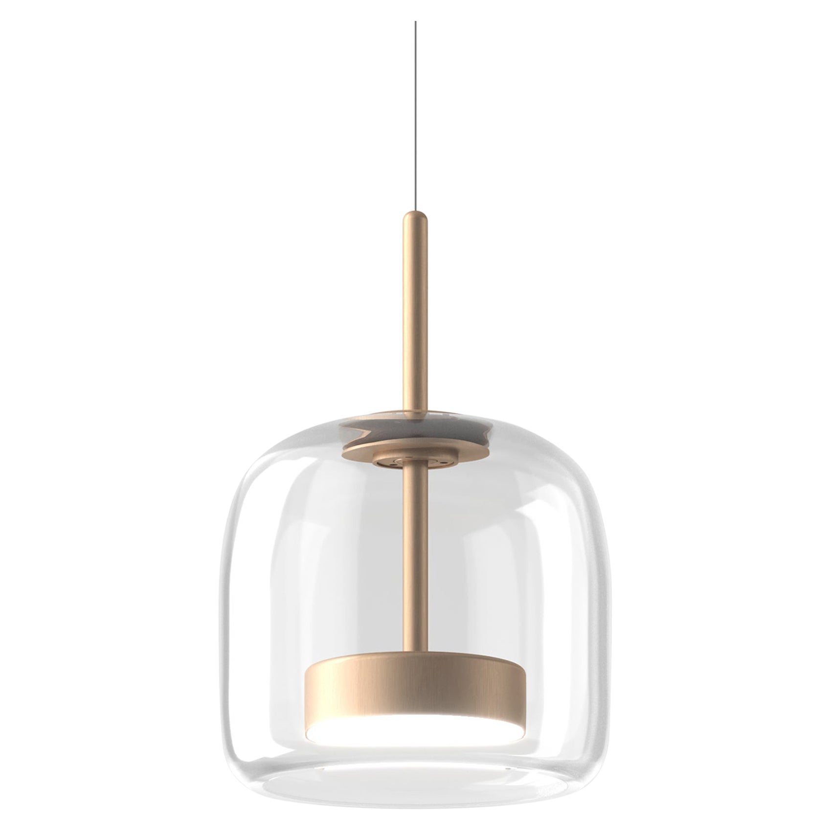 Vistosi Pendant Light in Crystal Transparent Glass And Matt Gold Finish For Sale