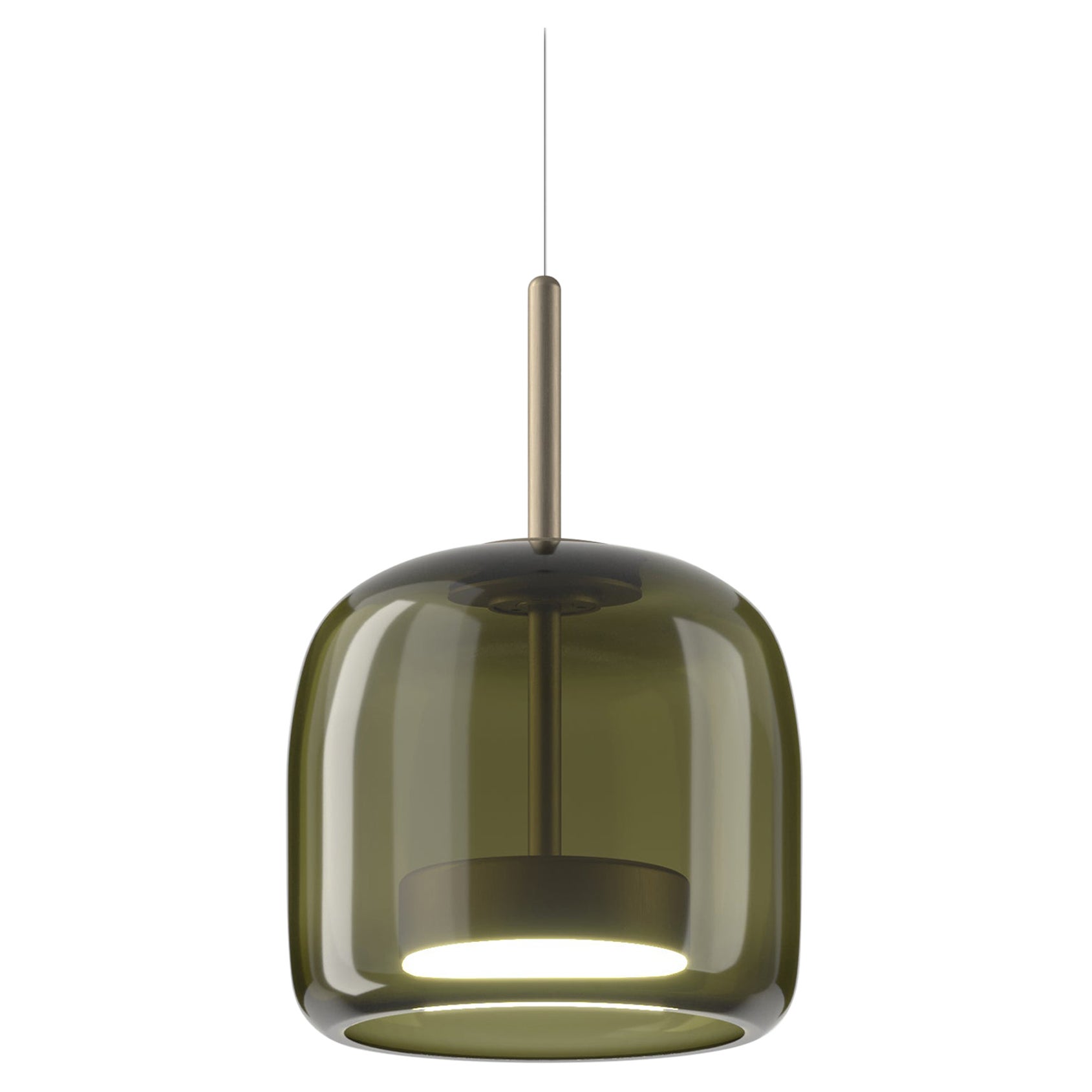 Lampe à suspension Vistosi en verre vert ancien transparent et finition en acier mat en vente