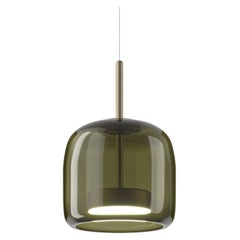 Vistosi Pendant Light in Old Green Transparent Glass And Matt Steel Finish