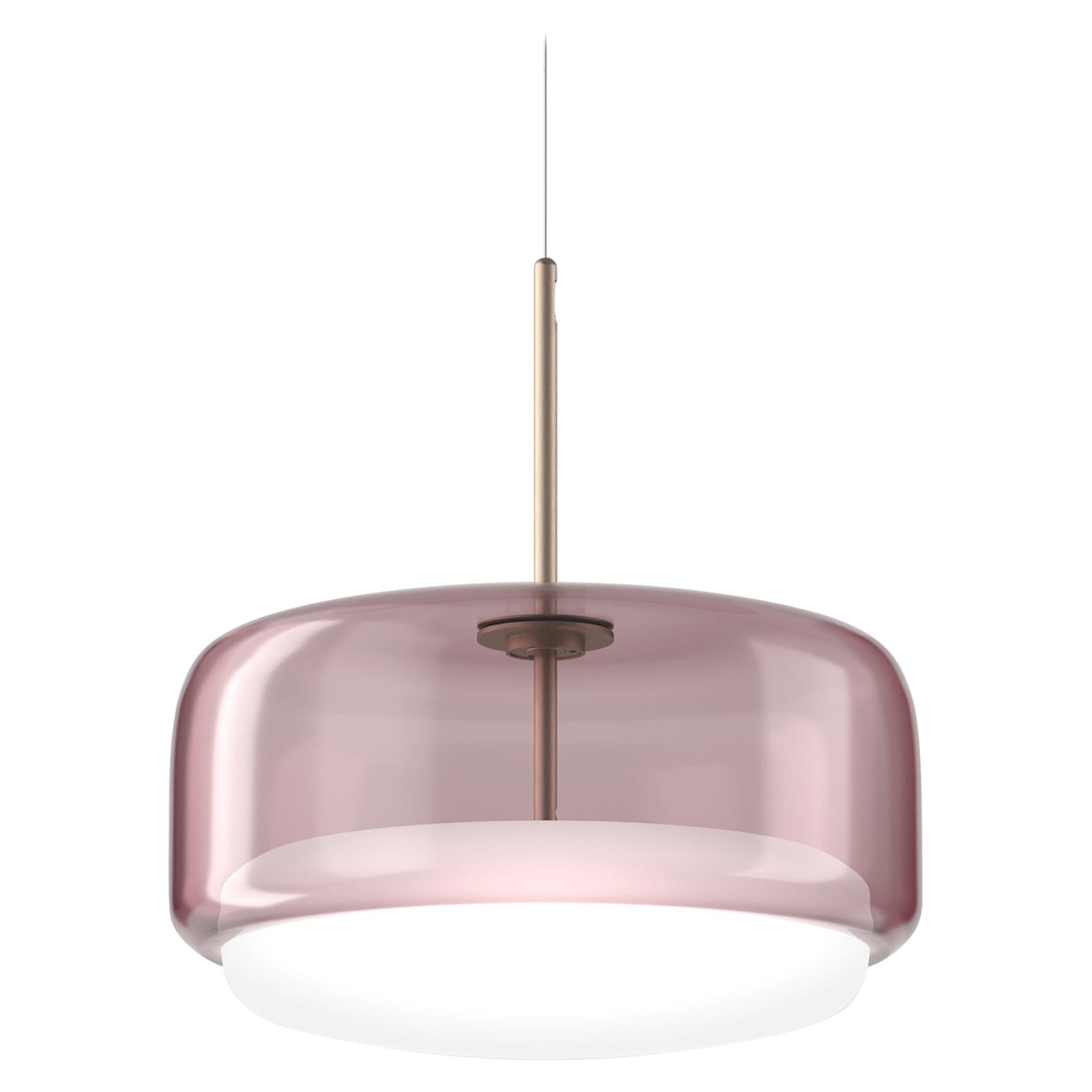 Vistosi Pendant Light in White Amethyst Glass And Matt Gold Finish For Sale