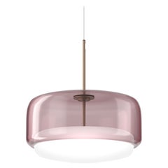 Vistosi Pendant Light in White Amethyst Glass And Matt Gold Finish