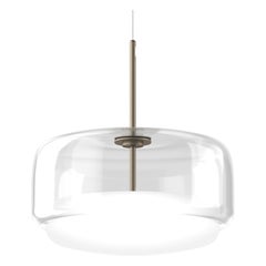 Lampe à suspension Vistosi en verre blanc cristal et finition en acier mat