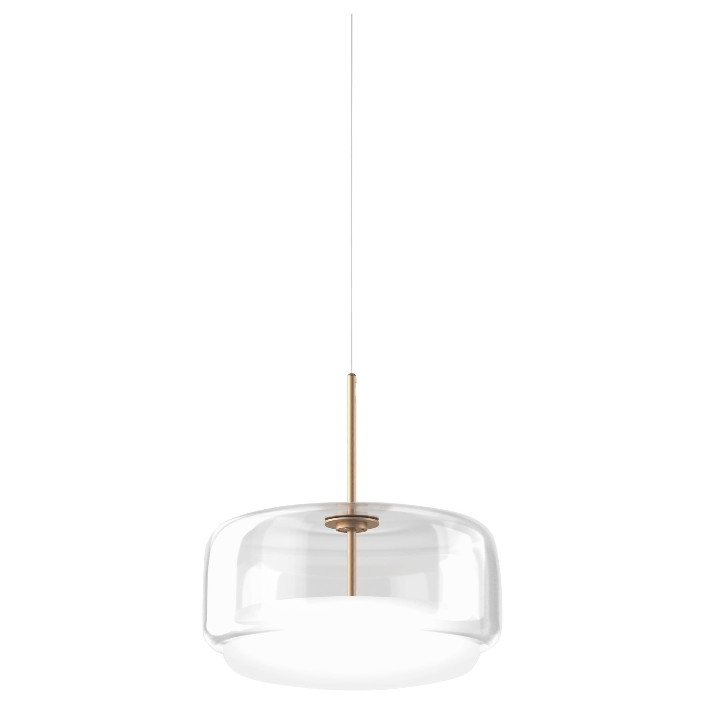 Vistosi Pendant Light in Crystal White Glass And Matt Gold Finish