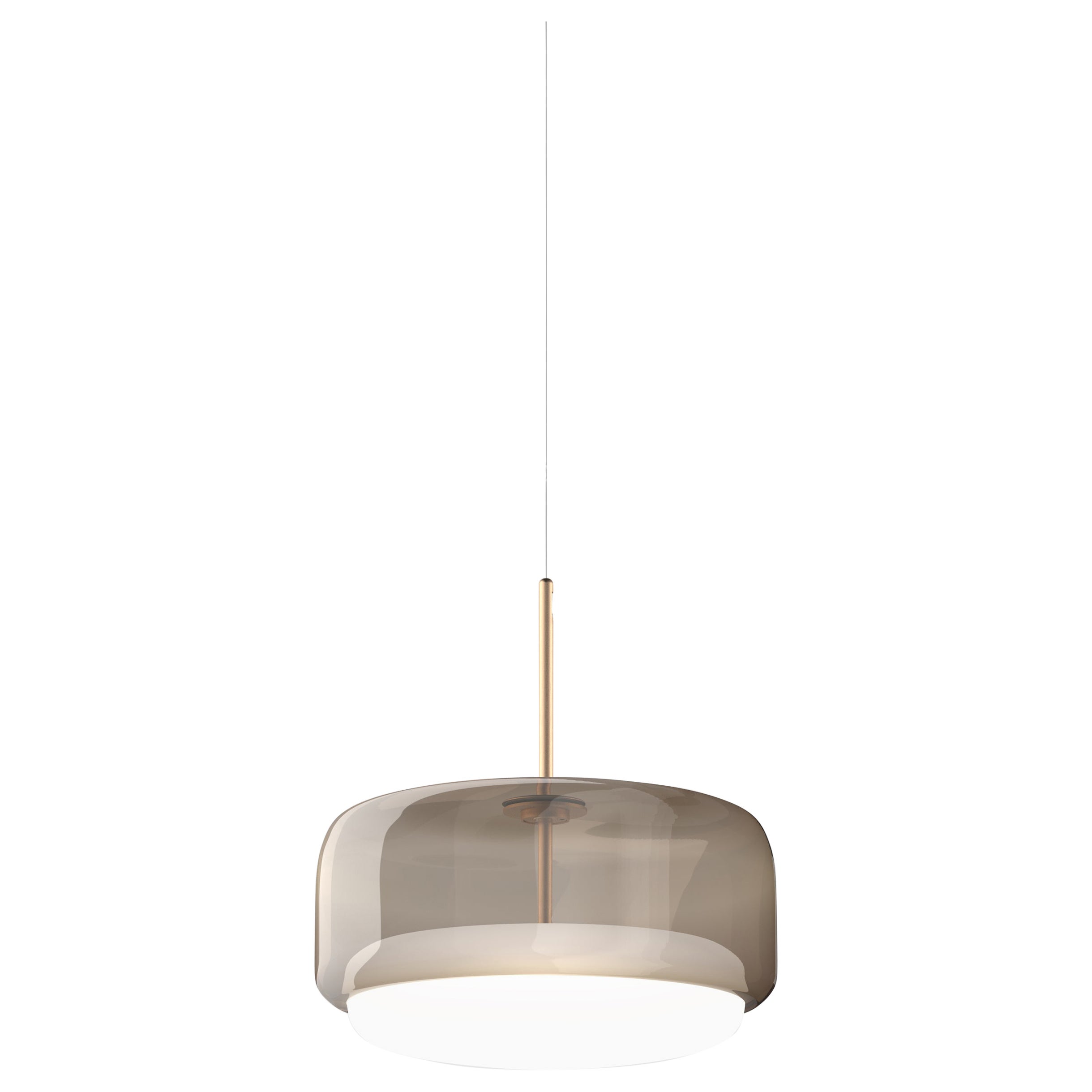 Vistosi Pendant Light in Smoky White Glass And Matt Gold Finish For Sale