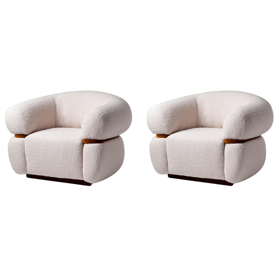 Swivel Organic Modern Comfortable Upholstery Armchair Malibu in COM, Set of 2 For Sale
