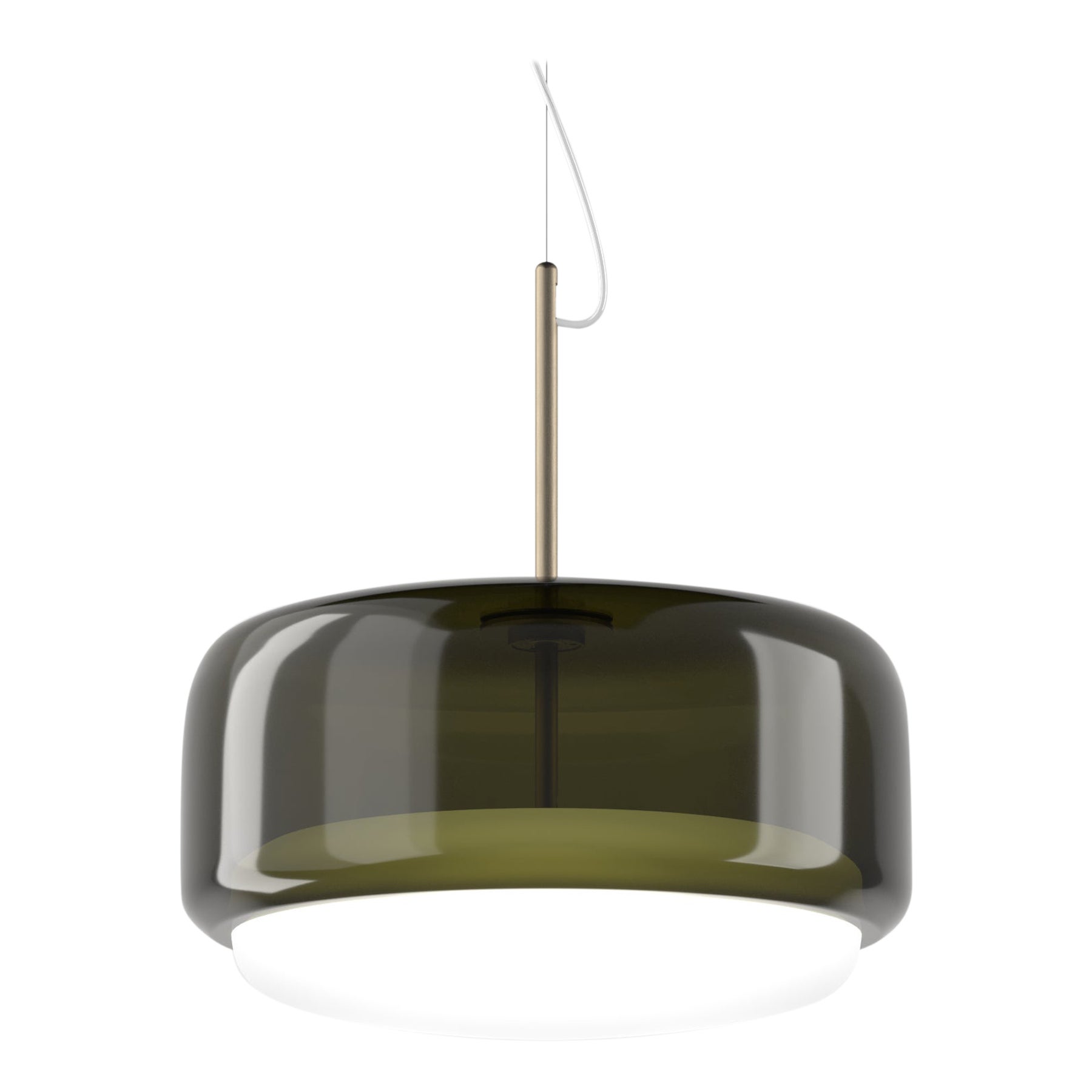 Vistosi Pendant Light in Old Green White Glass And Matt Steel Finish For Sale