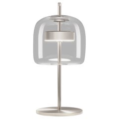 Vistosi Jube Table Lamp in Crystal Transparent Glass And Matt Steel Finish