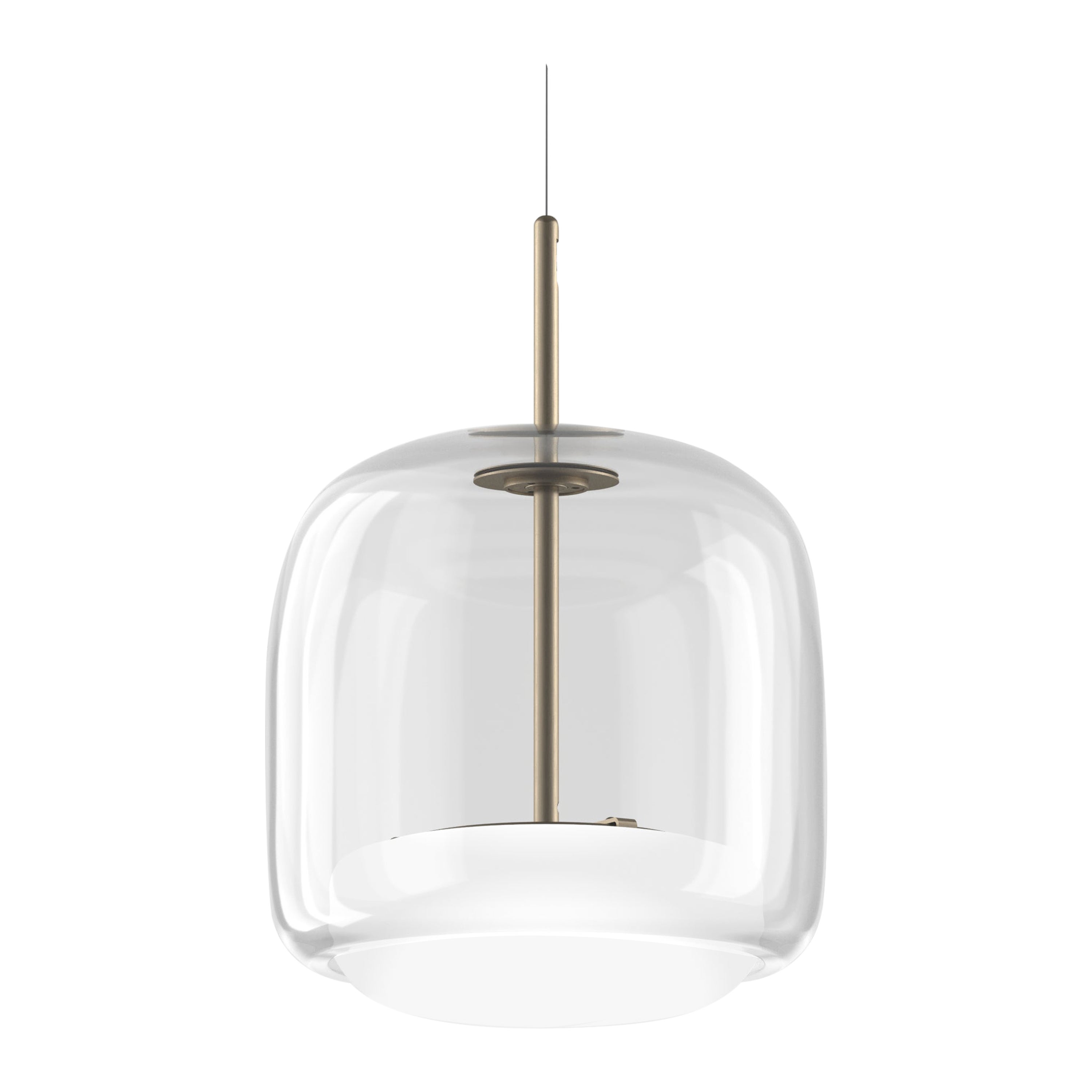 Vistosi Pendant Light in Crystal White Glass And Matt Steel Finish