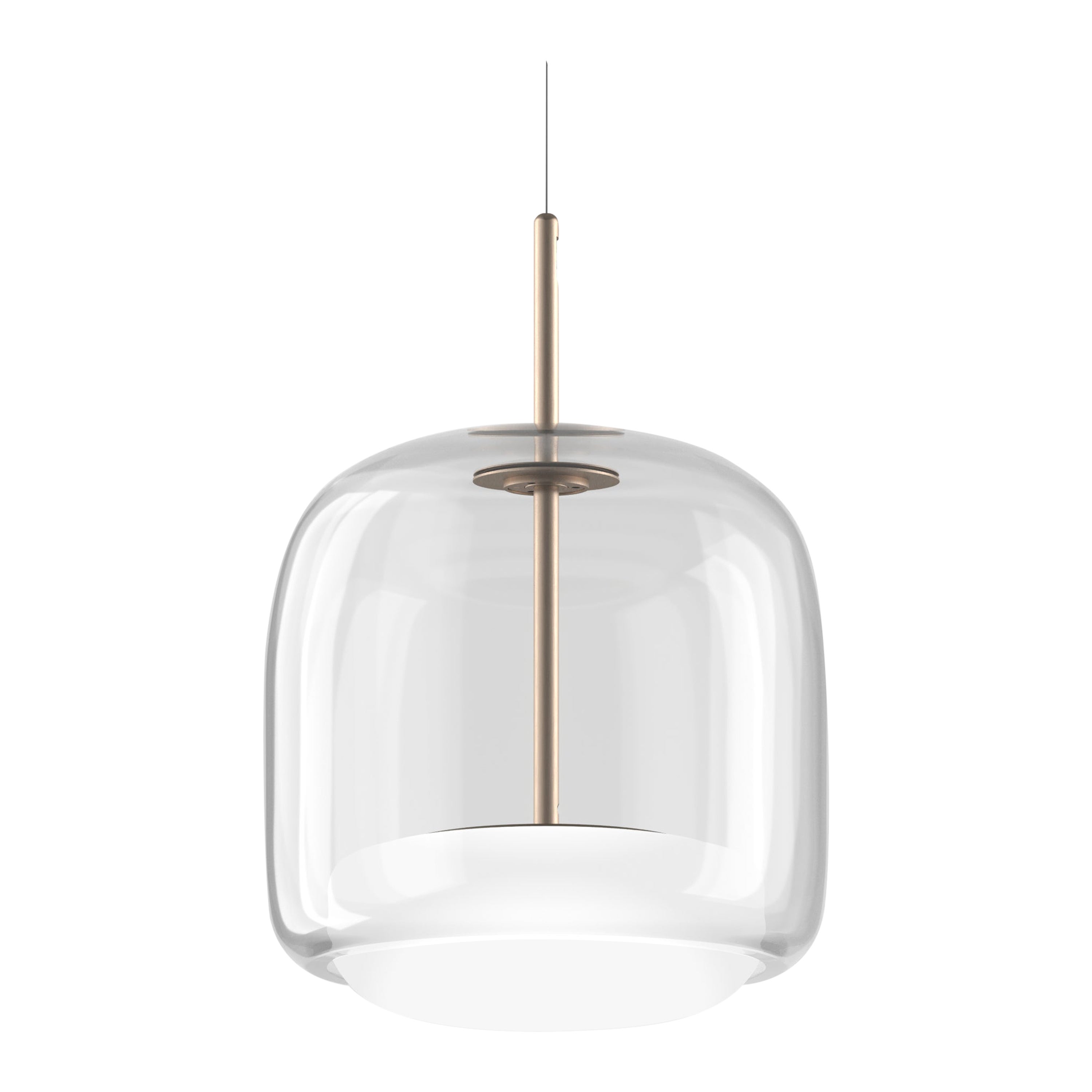 Vistosi Pendant Light in Crystal White Glass And Matt Gold Finish