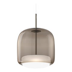 Vistosi Pendant Light in Smoky White Glass And Matt Steel Finish