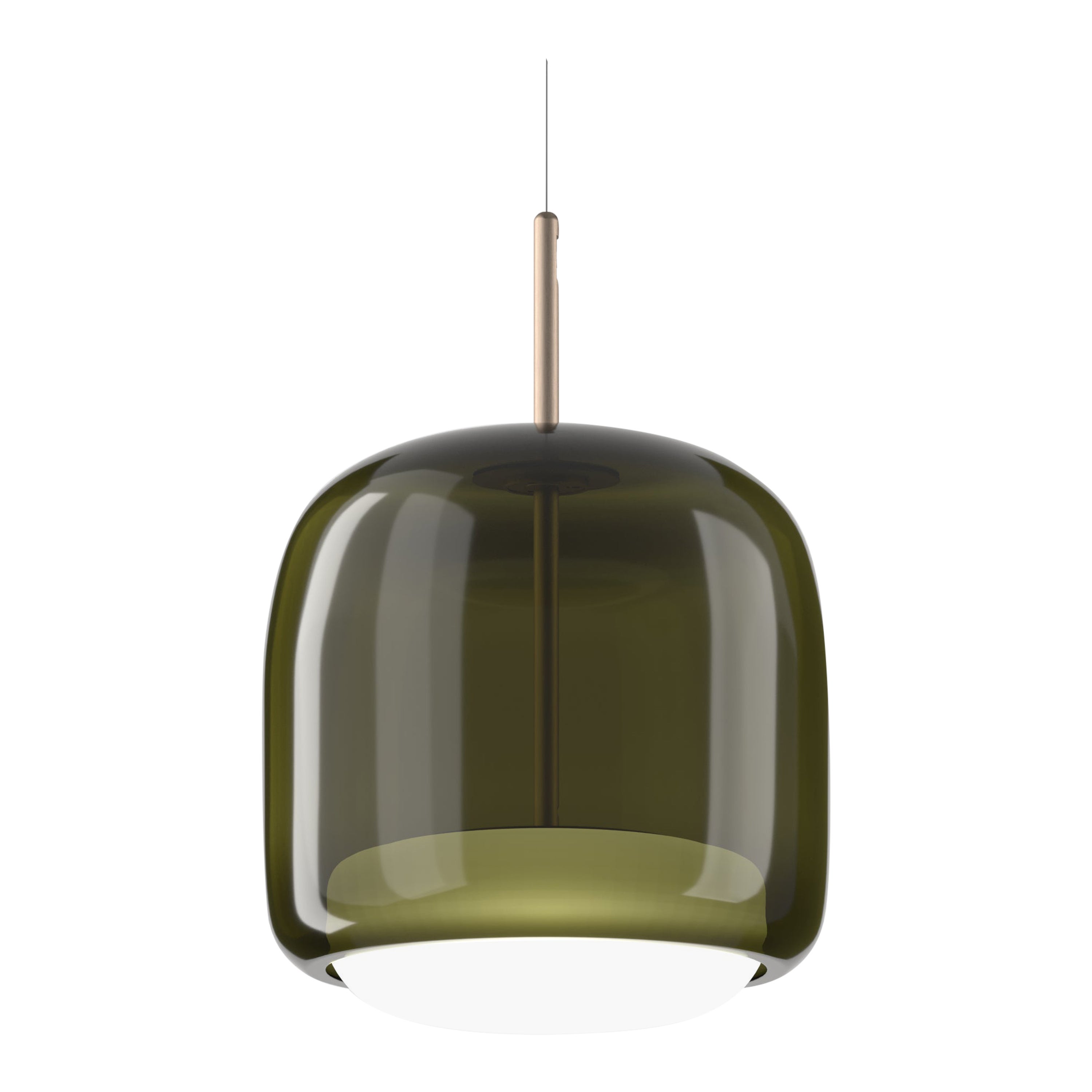 Vistosi Pendant Light in Old Green White Glass And Matt Gold Finish