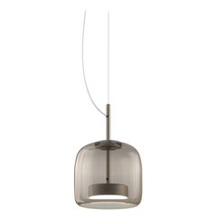 Vistosi Pendant Light in Smoky Transparent Glass And Matt Steel Finish