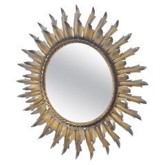 Used Mid-Century Modern Sunburst Mirror Brass, circa 1960