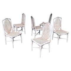 1990's Chippendale Style Design Faux Bamboo Dining Chair Set of 6