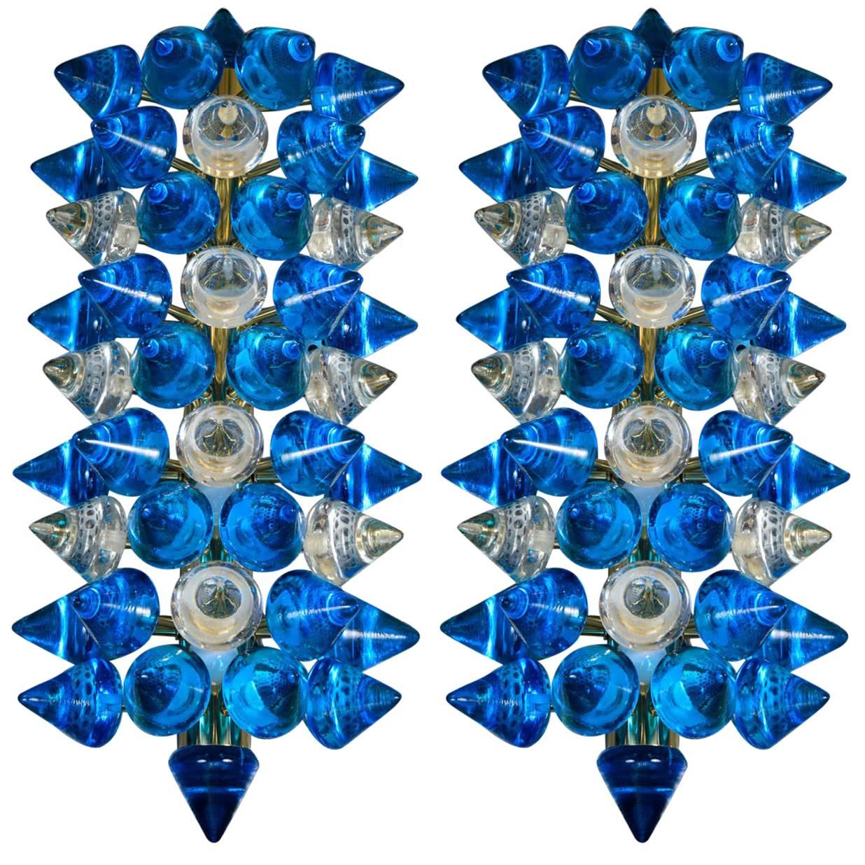 Pair of Murano Glass Sconces Designed by Regis Royant