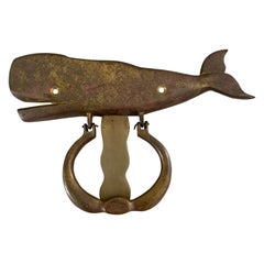 Vintage Cast Brass Whale Door Knocker