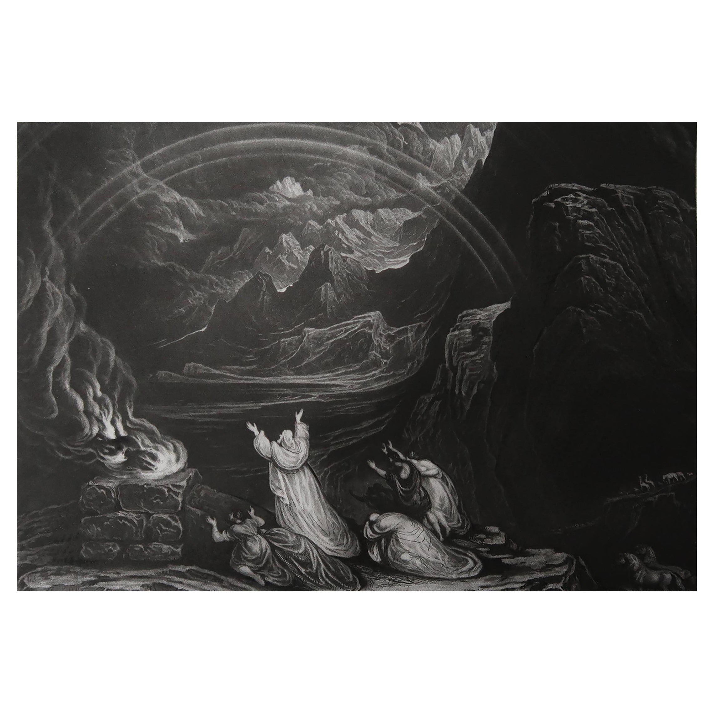 Mezzotint by John Martin, Noah Offering Sacrifices, Sangster, C.1850