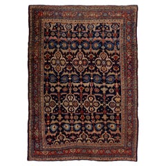 Marineblauer antiker Bidjar handgefertigter Allover-Teppich aus persischer Wolle