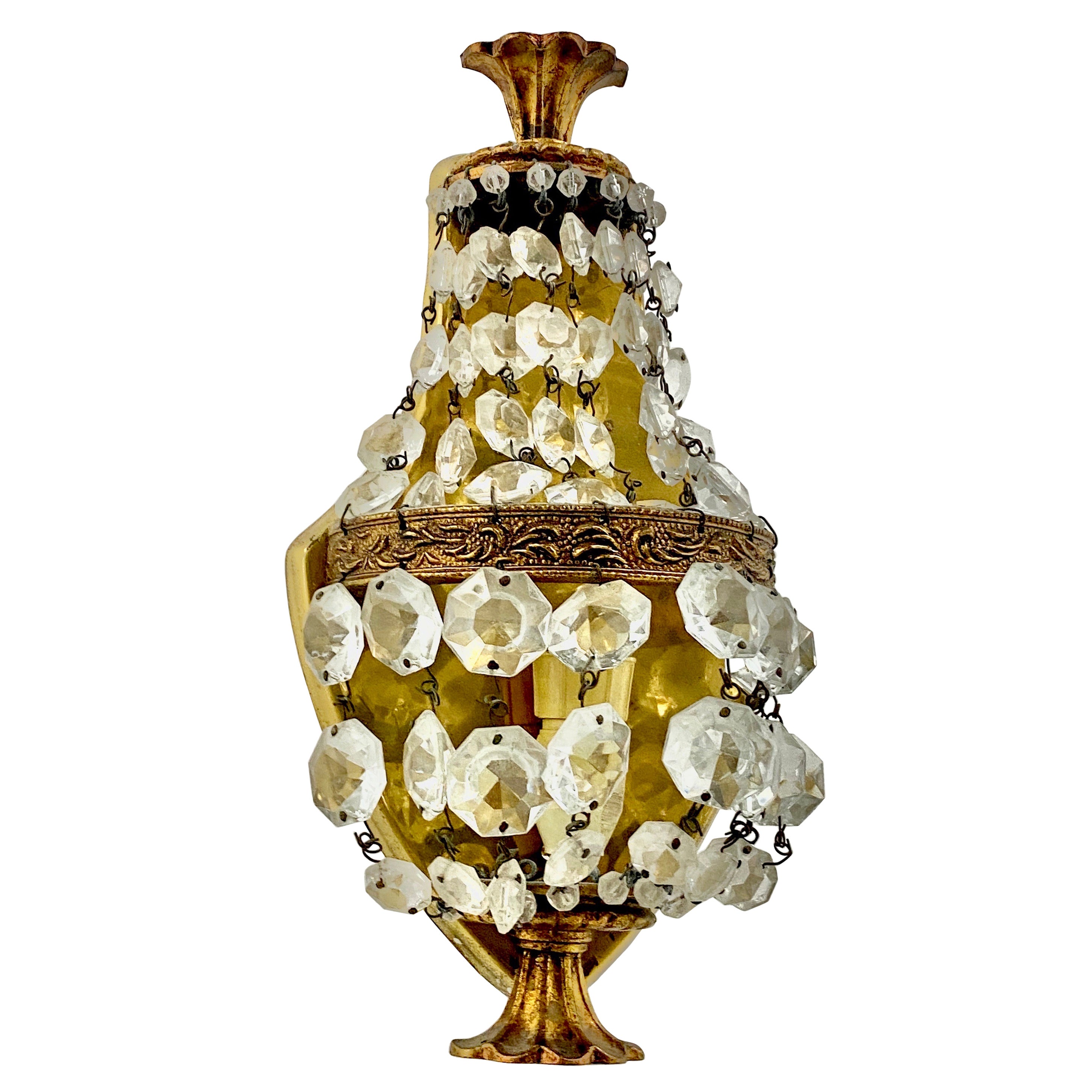 Sconce in Metal and Brass, Glass, Guilt Color, France Early 20th Century