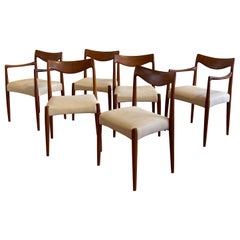 6 Excellent Scandinavian Modern Rastad & Relling Dining Chairs in Teak & Leather
