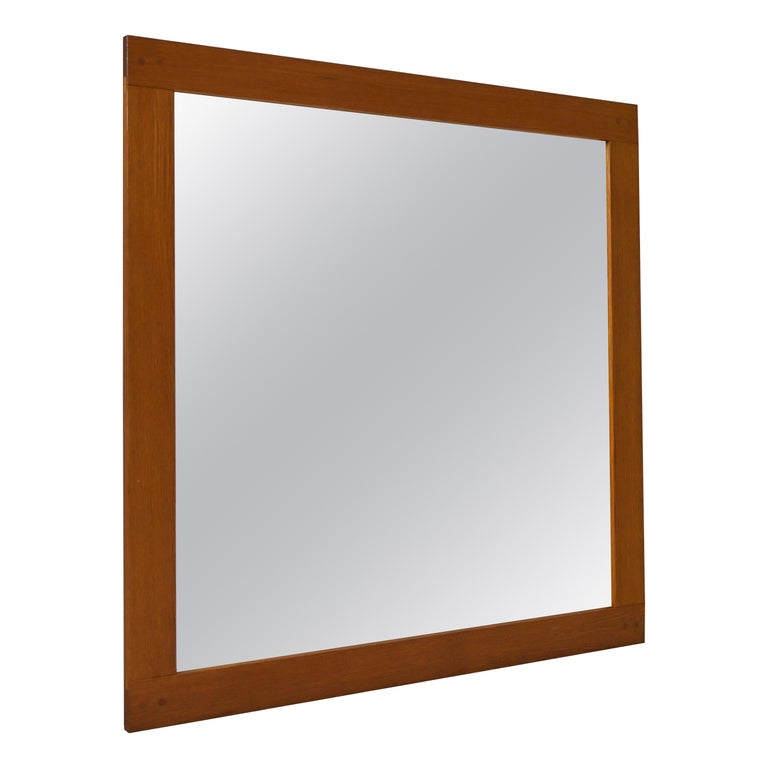 Vintage Teak Square Mirror For Sale at 1stDibs