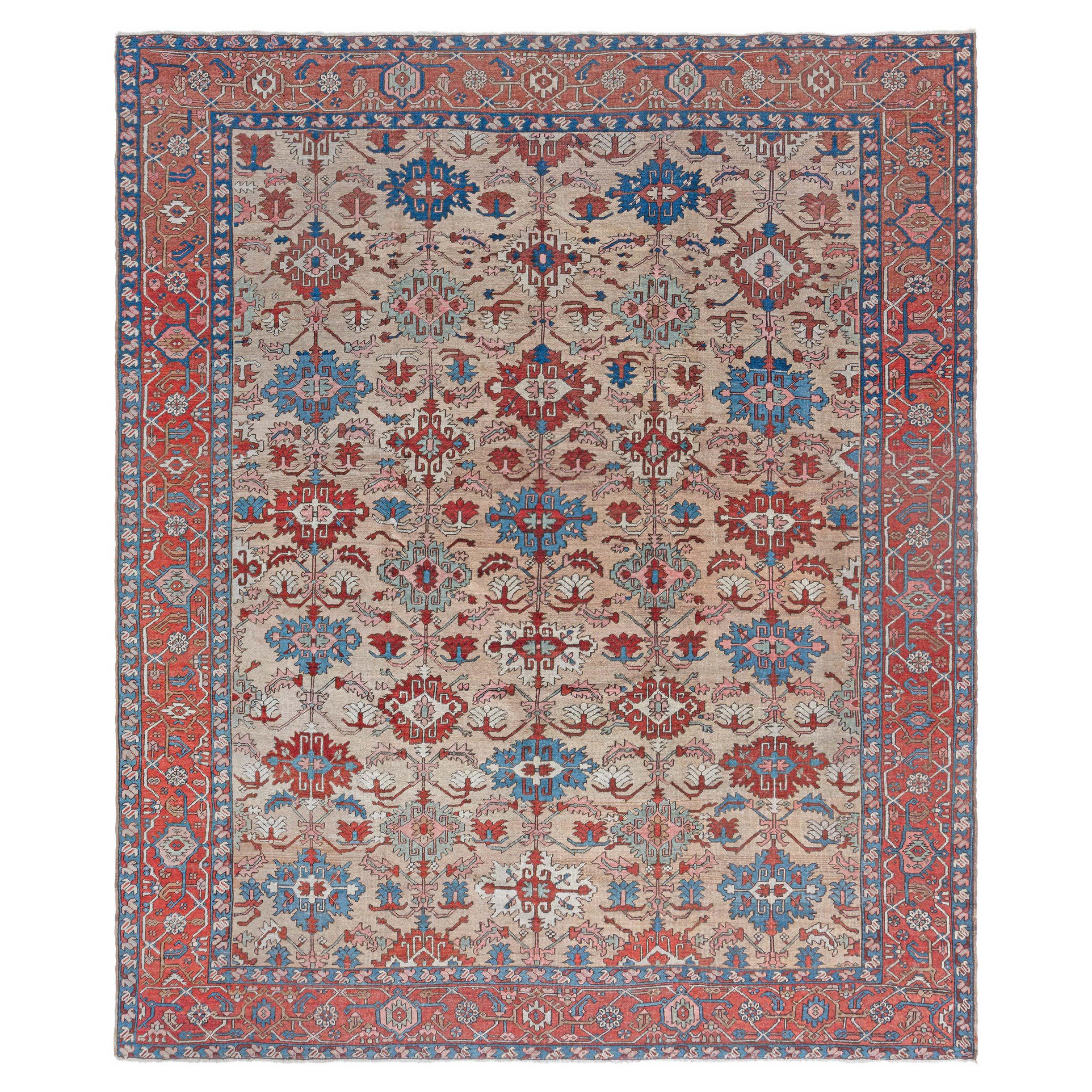 Doris Leslie Blau Collection Antique Persian Heriz Red Wool Rug For